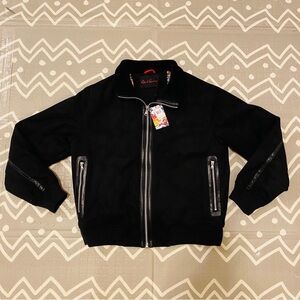 Robert graham suede black Sherpa aviator bomber varsity jacket coat